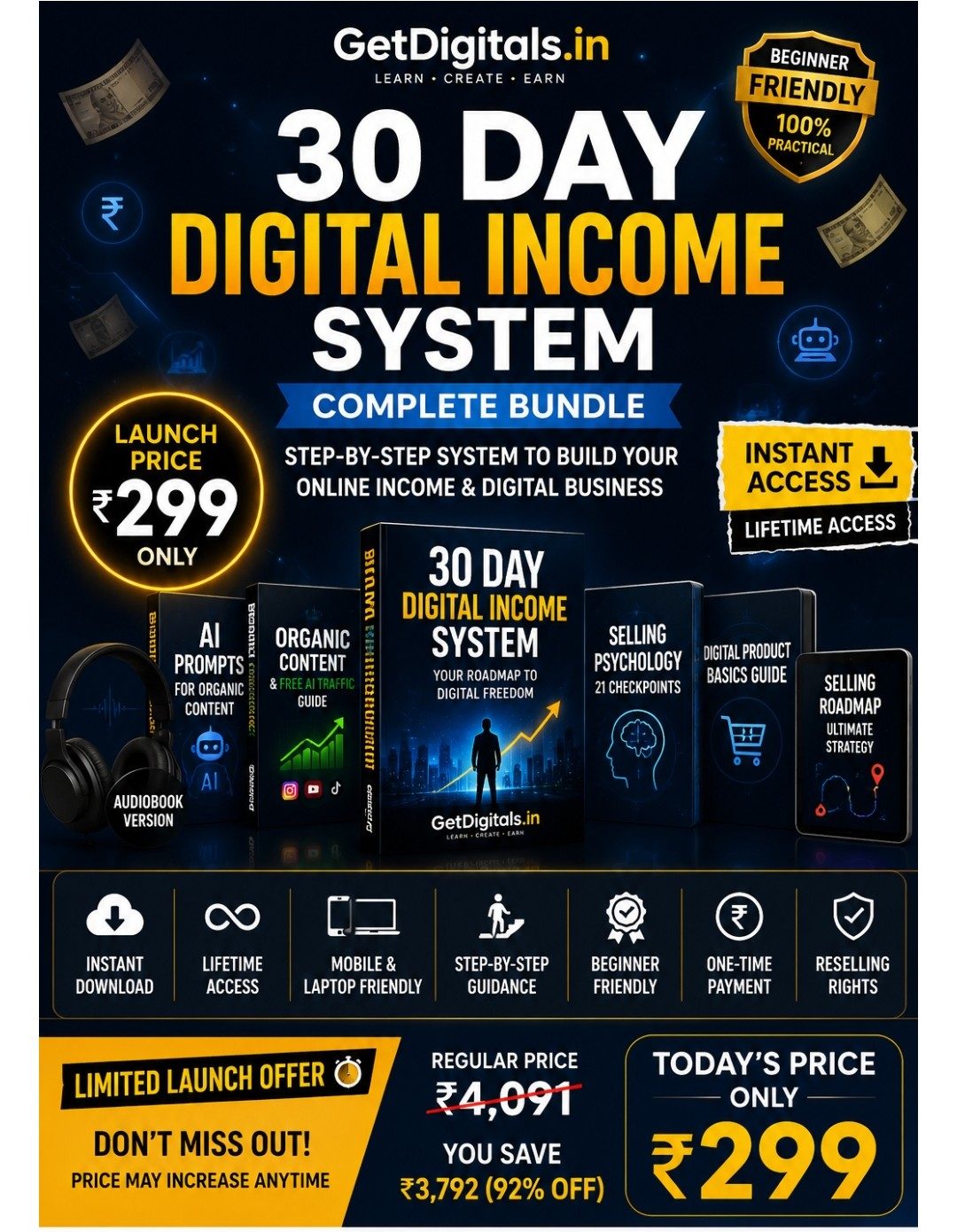 30 Day Digital Income System — Complete Bundle by GetDigitals.in