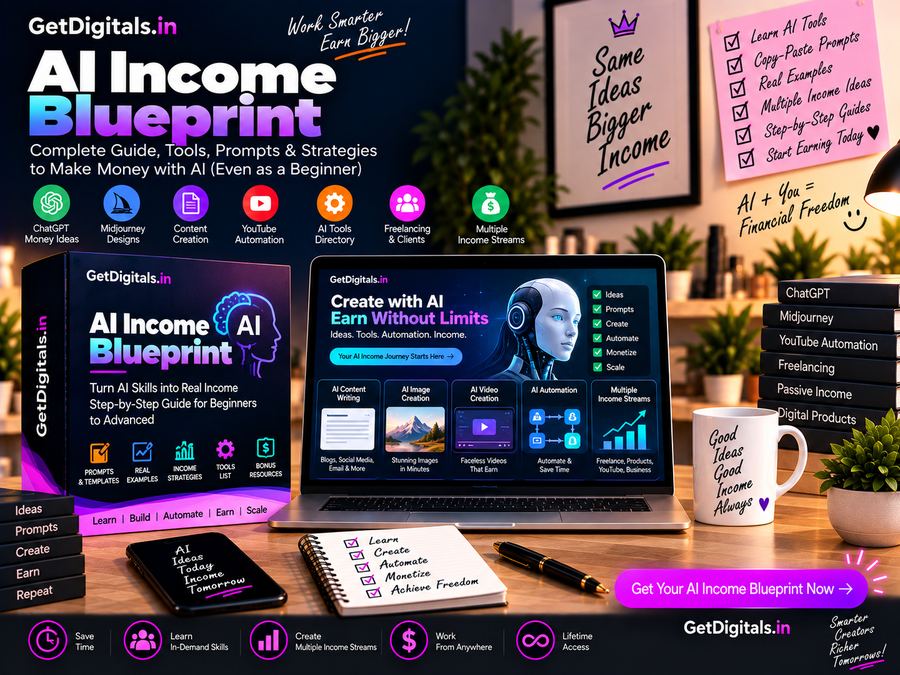 AI Income Blueprint mockup by GetDigitals.in
