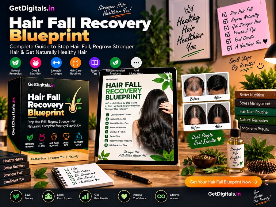 Hair Fall Recovery Blueprint mockup by GetDigitals.in