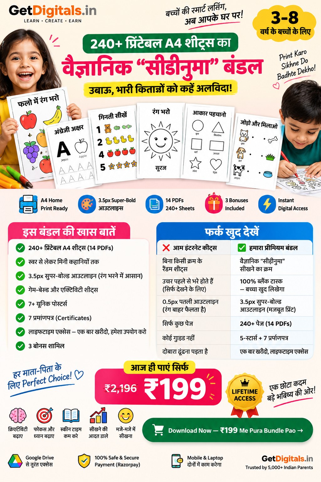 Ultimate Hindi Learning Mega Bundle — 240+ printable Hindi worksheets preview