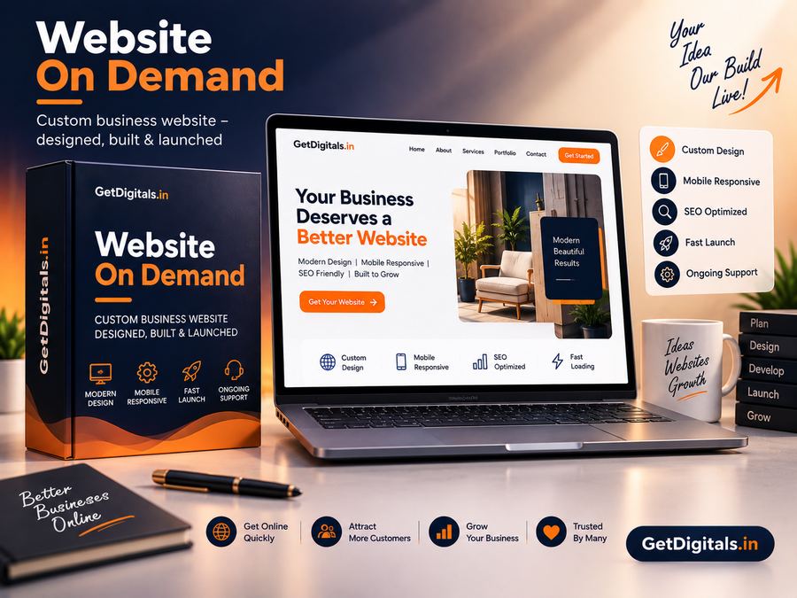 Website On Demand — custom business website mockup by GetDigitals.in