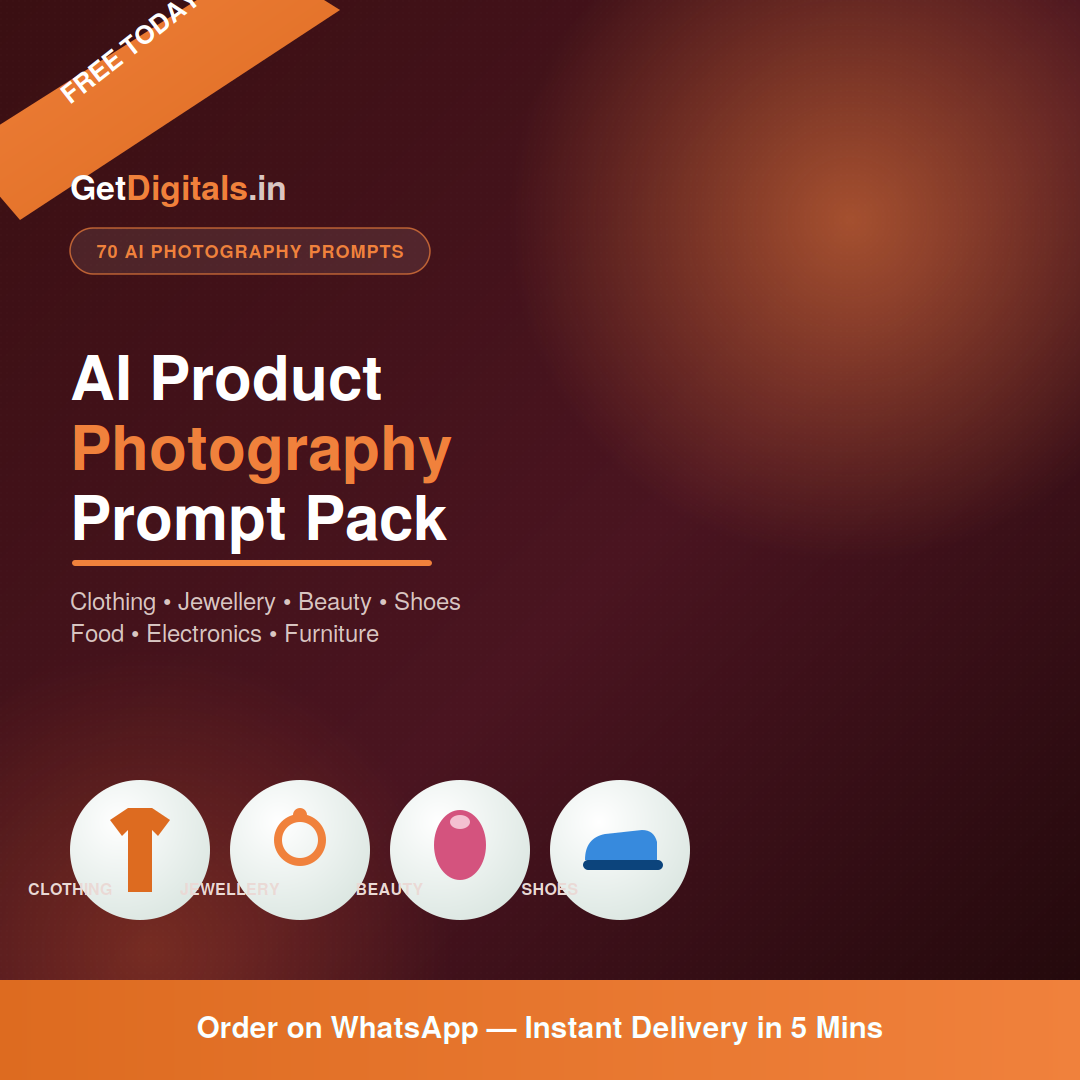 Free AI Product Photography Prompt Pack — 70 Prompts