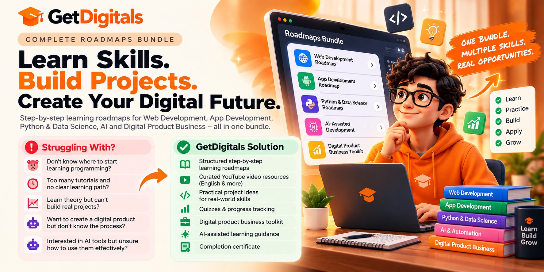 GetDigitals Roadmaps Bundle — Learn Skills, Build Projects, Create Your Digital Future